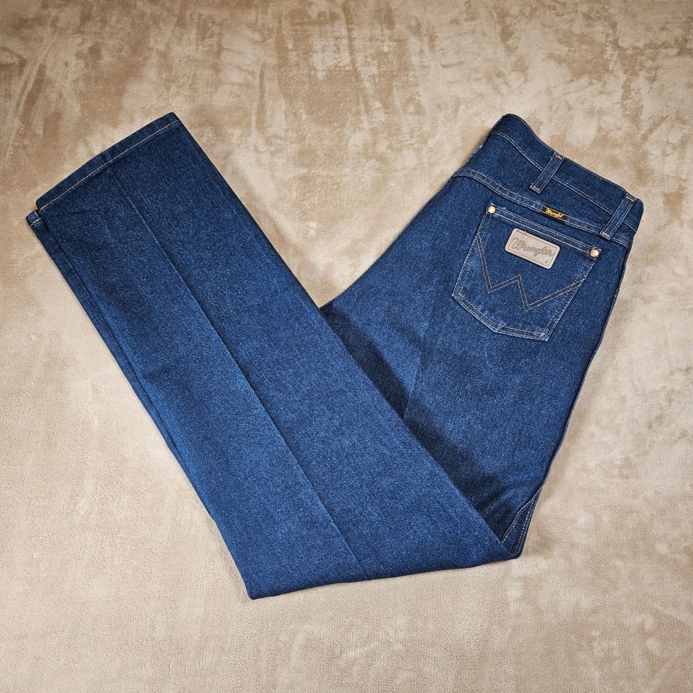 Wrangler Mens Cowboy Cut 13MWZPW Rigid Indigo Jeans 37x36 High Rise Straight Leg - Picture 1 of 9